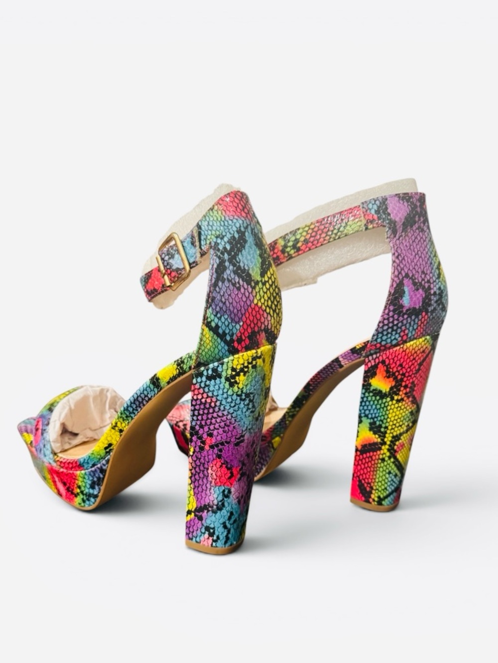 Liliana Yuko-51 Multi-Color Snake Print Platform Heel - Picture 5 of 9